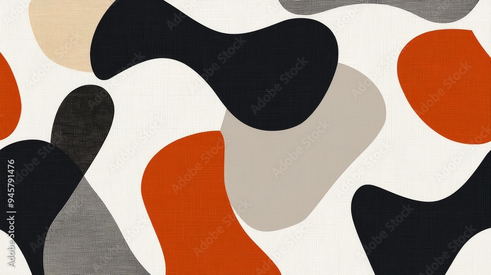 Poster a modern abstract pattern with bold, overlapping shapes and a neutral color palette