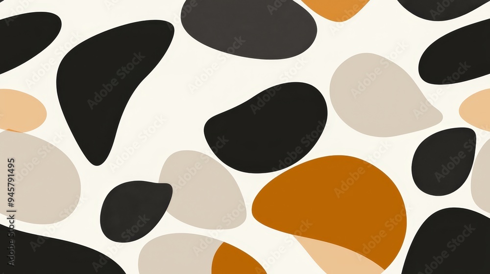 Poster a modern abstract pattern with bold, overlapping shapes and a neutral color palette