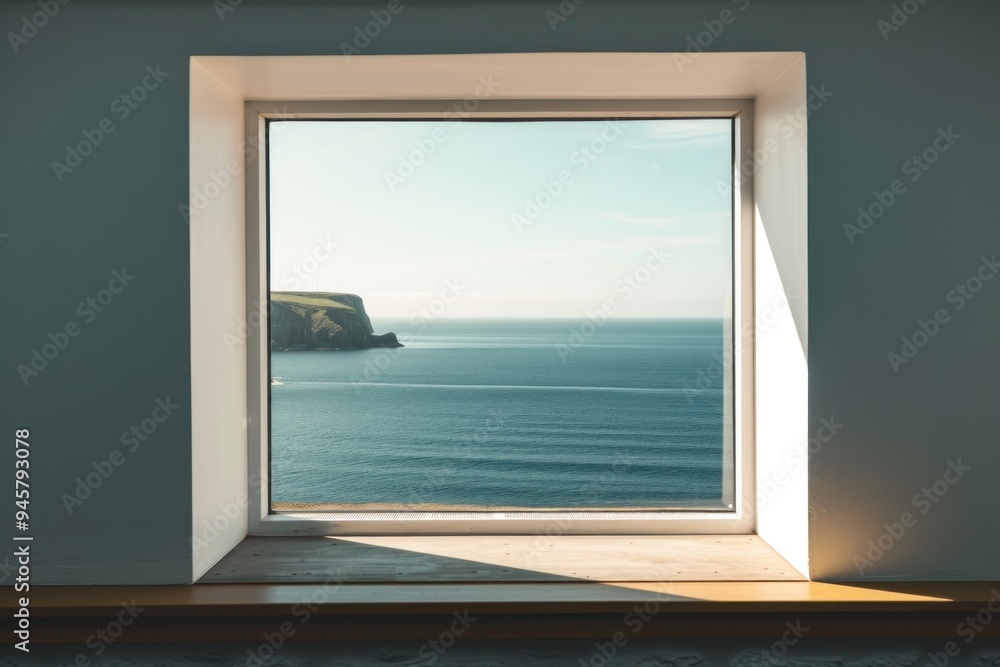 Poster window see sea cliffs architecture tranquility transparent.