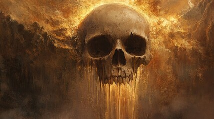Golden Skull Dripping in Molten Gold