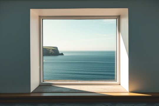Fototapeta Window see sea cliffs architecture tranquility transparent.