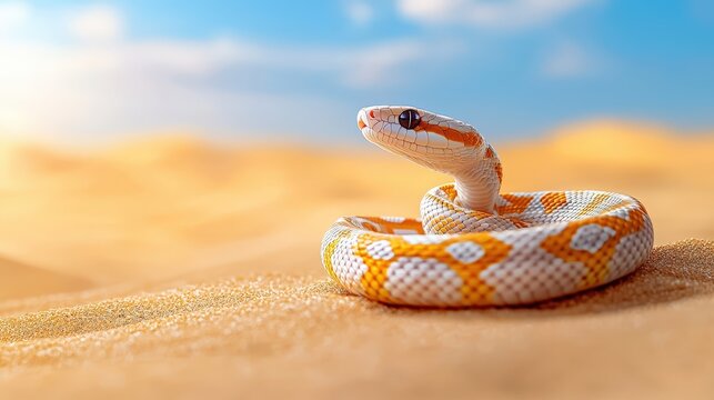 A snake slithering smoothly across the desert sand