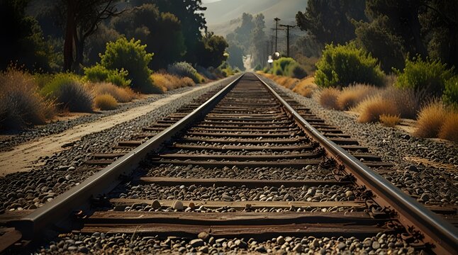 USA California Lone railway track.generative.ai
