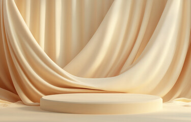 Beige Fabric Drape Podium.