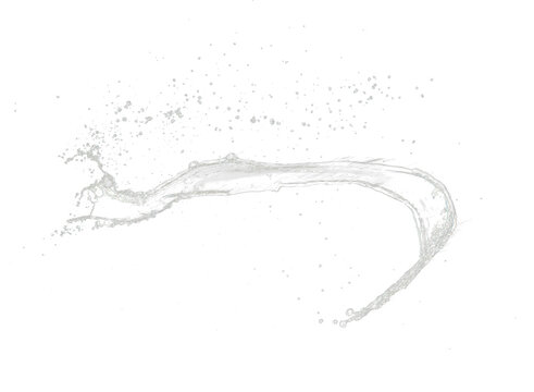 Throwing water to object make curve drop splash in explosion motion. Black background isolated. Throwing Splatter Water splash hit on object to create shape form fluttering in droplet and wave