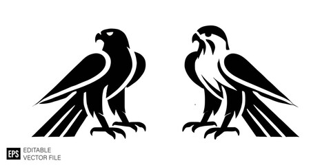 Obraz premium set of falcon graphic design vector clip art black and white silhouette templates
