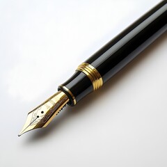 Elegant Fountain Pen on White Background Showcasing Premium Writing Instrument