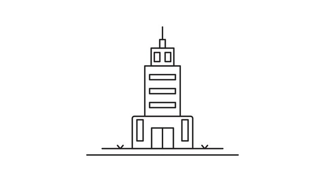 apartment building line art animation 2D video for business concept , minimalist architecture animated footage motion graphic illustration design