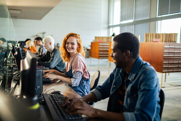Students working together in a computer lab
