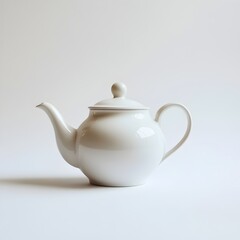Elegant White Porcelain Teapot on Minimalist Background