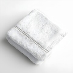 Folded Plush White Towel on Minimalist Background