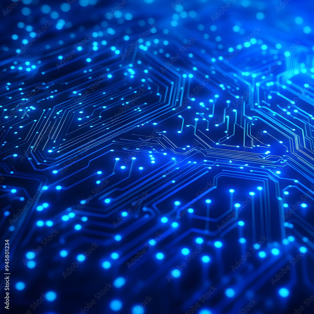 Aufkleber digital circuit background in a cyber blue color image