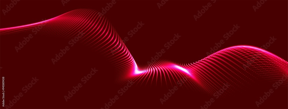 Poster abstract digital particle wave. technology background. futuristic dot wave. network connection struc