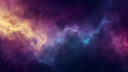 Majestic Cosmic Nebula With Vibrant Yellow And Purple Clouds