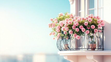 Pink Roses on Balcony.