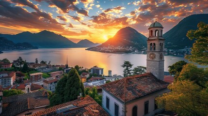 Picturesque Panorama Lugano Switzerland
