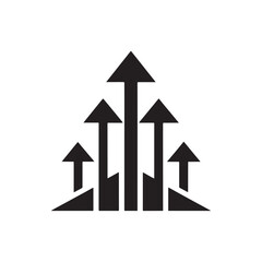 growth icon logo vector, Arrow curve, Direction sign, Three arrows, Competition Icon Stock Vector, black web icon vector illustration.