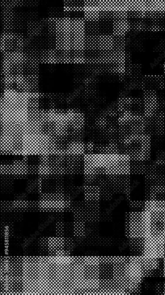 Poster abstract block black and white gradient halftone dotted background with a pop cartoon comic vertical