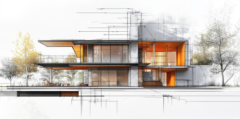 Modern House Sketch.
