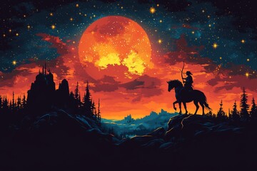 Fototapeta premium The Sagittarius zodiac symbol with a centaur archer aiming his bow towards the stars. Generative AI