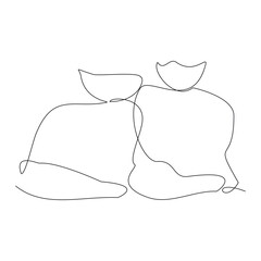 Continuous single line sketch drawing of trash garbage bag waste recycling one line art vector illustration