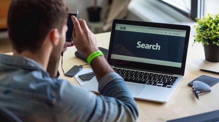 The job search on laptop