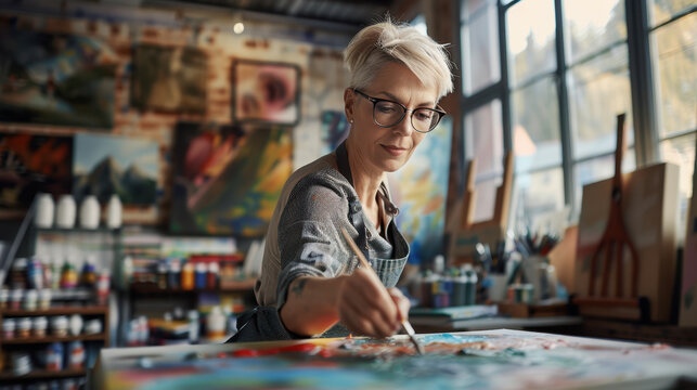 The Artist Painting Canvas.