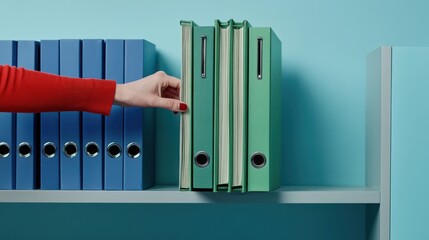 The hand with green binder