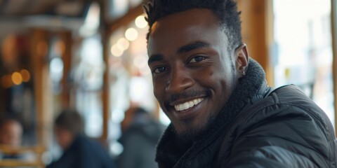 Young professional engaged in a business meeting and job interview, discussing ideas and brainstorming over coffee, smiling and ready to share thoughts