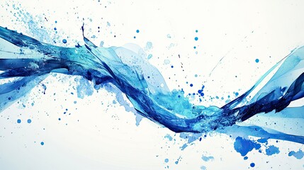 A dynamic abstract watercolor design in vibrant blue tones, with energetic lines and splashes creating a lively, artistic background. -