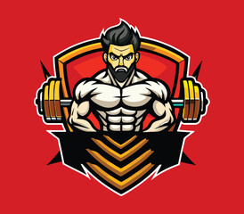 Bodybuilders and fitness club logo illustration