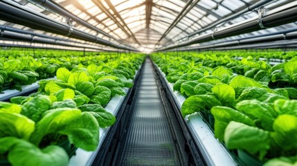 A greenhouse filled with green plants