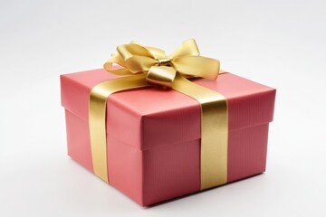 Fototapeta premium A beautifully wrapped gift box with a gold ribbon, perfect for celebrations.