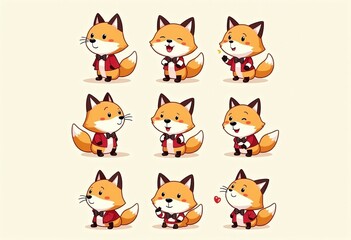 Joyful Fox Mascot Character in School Uniform: Perfect for Educational Illustrations