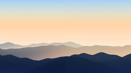 Gradient Mountain Landscape at Sunrise with Silhouetted Peaks and Soft Pastel Sky