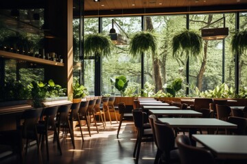 Fototapeta premium Interior of a modern empty cafe