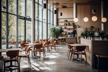 Interior of a modern empty cafe