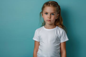 Obraz premium Portrait of a cute female child against green background