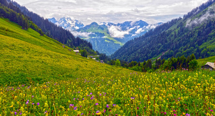 Bergdorf Fontanella-Faschina in Vorarlberg (Österreich)