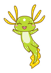 Cute cartoon axolotl isolated on white - funny animal for Your happy design 4