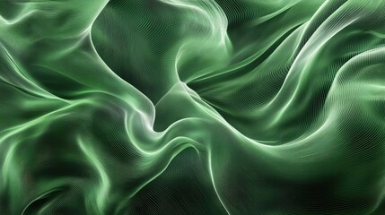 Obraz premium Abstract wallpaper with flowing green lines, evoking nature's fluidity and organic forms.