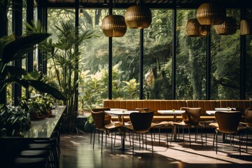 Fototapeta premium Interior of a modern empty cafe