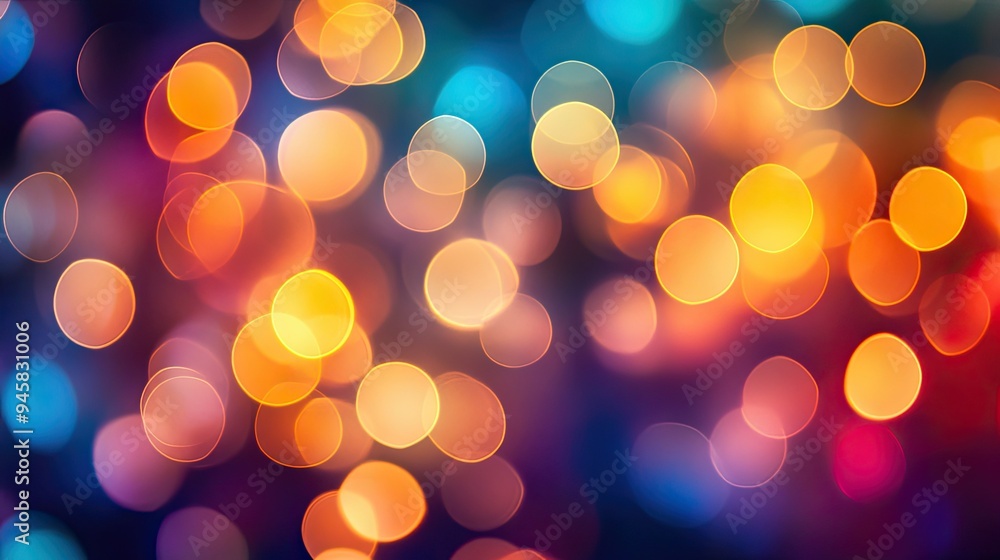 Poster bokeh design with a color wheel influence, blending soft circles of light in various hues.
