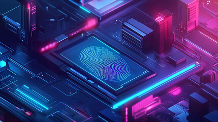 Obraz premium A futuristic digital fingerprint on a glowing screen.