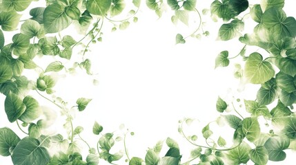 A border of lush green leaves surrounding a blank space, ideal for text or design purposes.