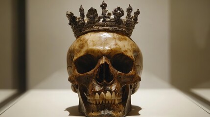A skull with a crown, symbolizing power and authority,