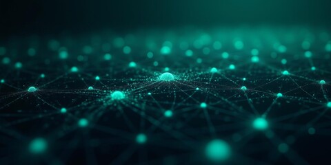 Internet of Things (IoT) Network: Glowing Green Nodes Representing Connected Smart Devices