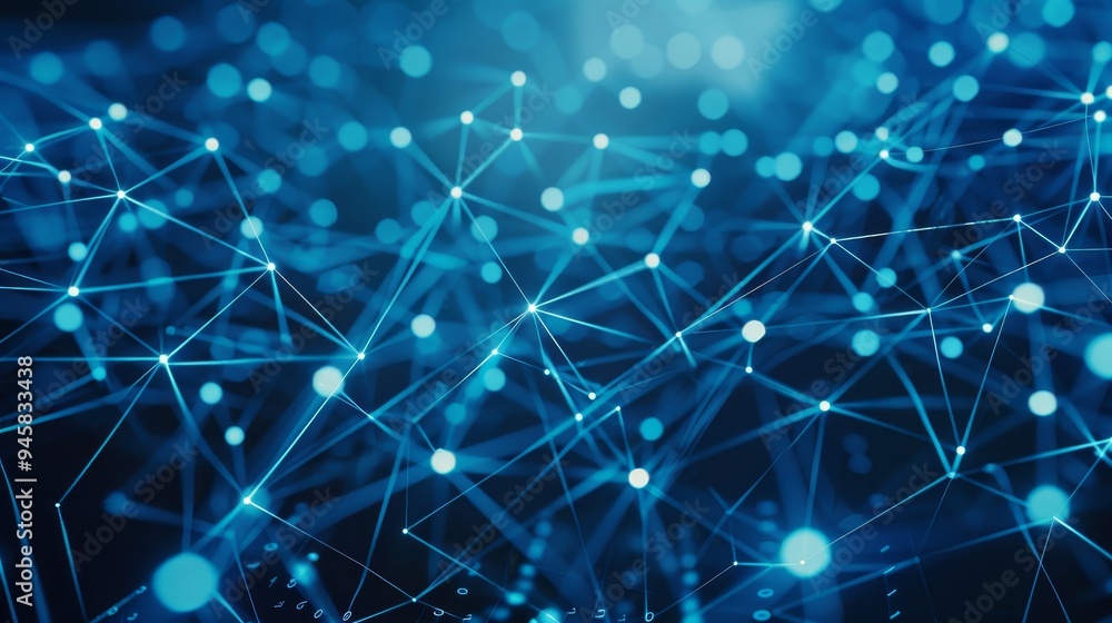 Poster an abstract representation of a global network, showcasing interconnected nodes and pathways, symbol
