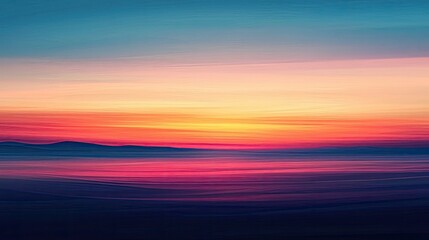Fototapeta premium Calming sunset with vivid colors, softly blending into the horizon, perfect for a peaceful wallpaper.