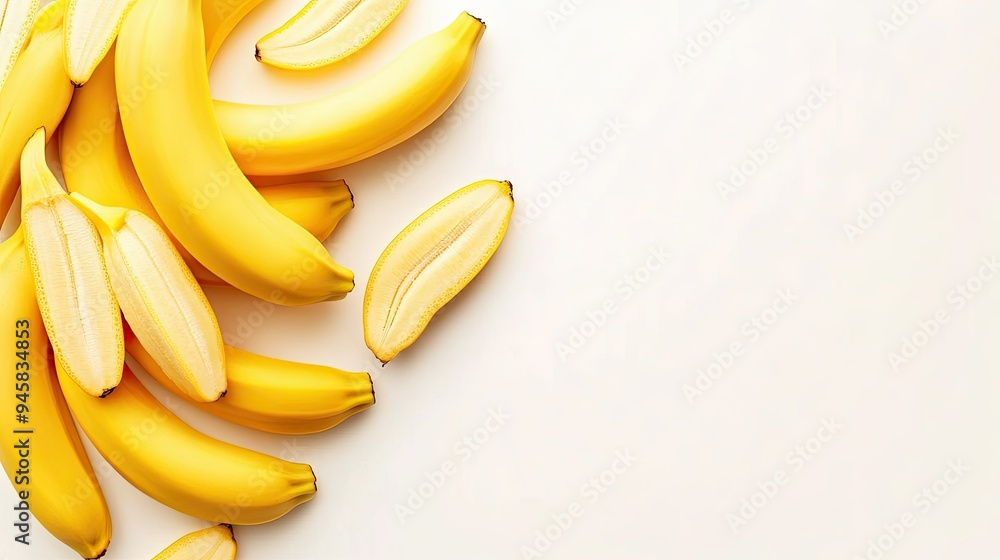 Poster clean banana background with plenty of white space, ideal for adding personalized messages or brandi